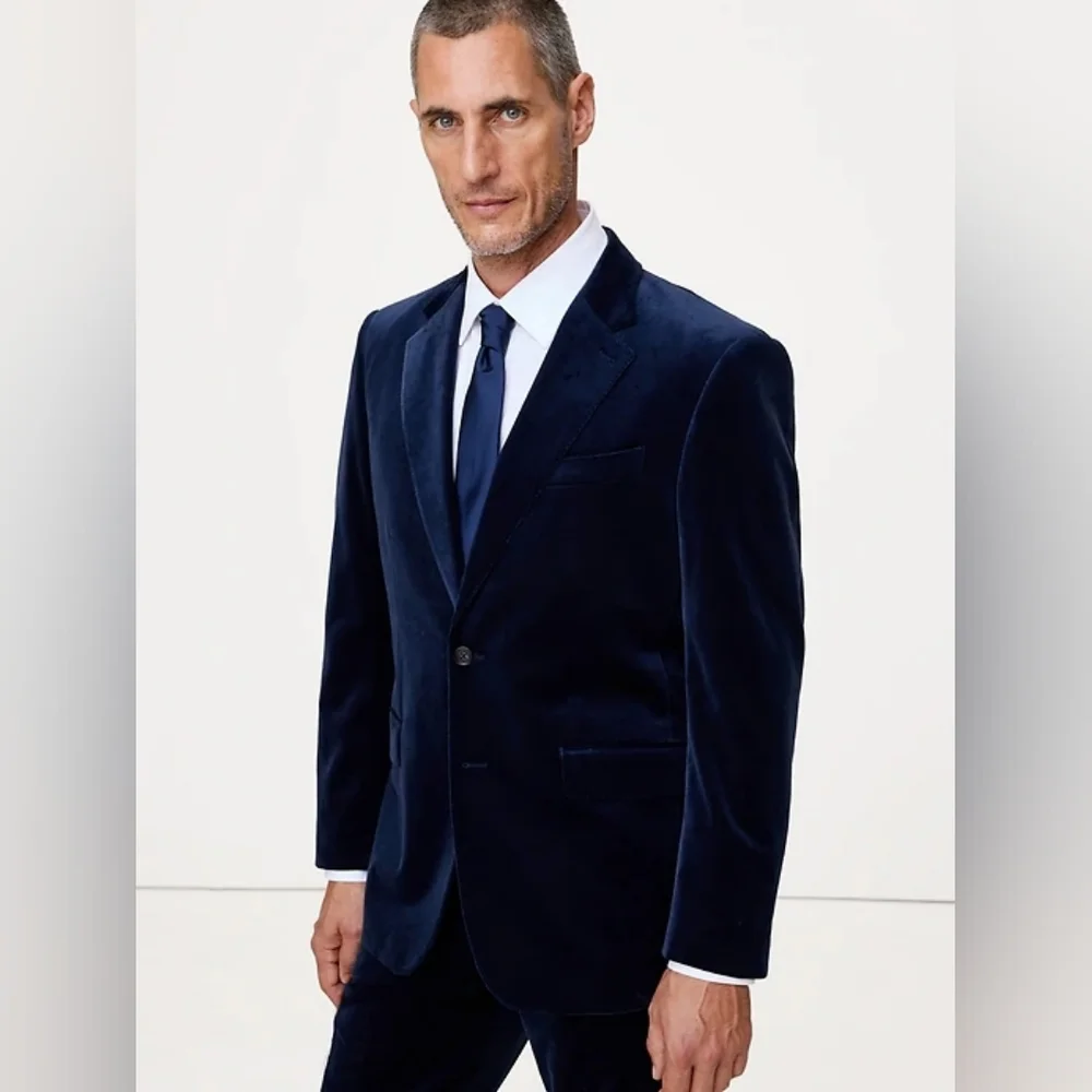 NWT Banana Republic Horizon Blue Men's Deep Blue Velvet Blazer Size 36R